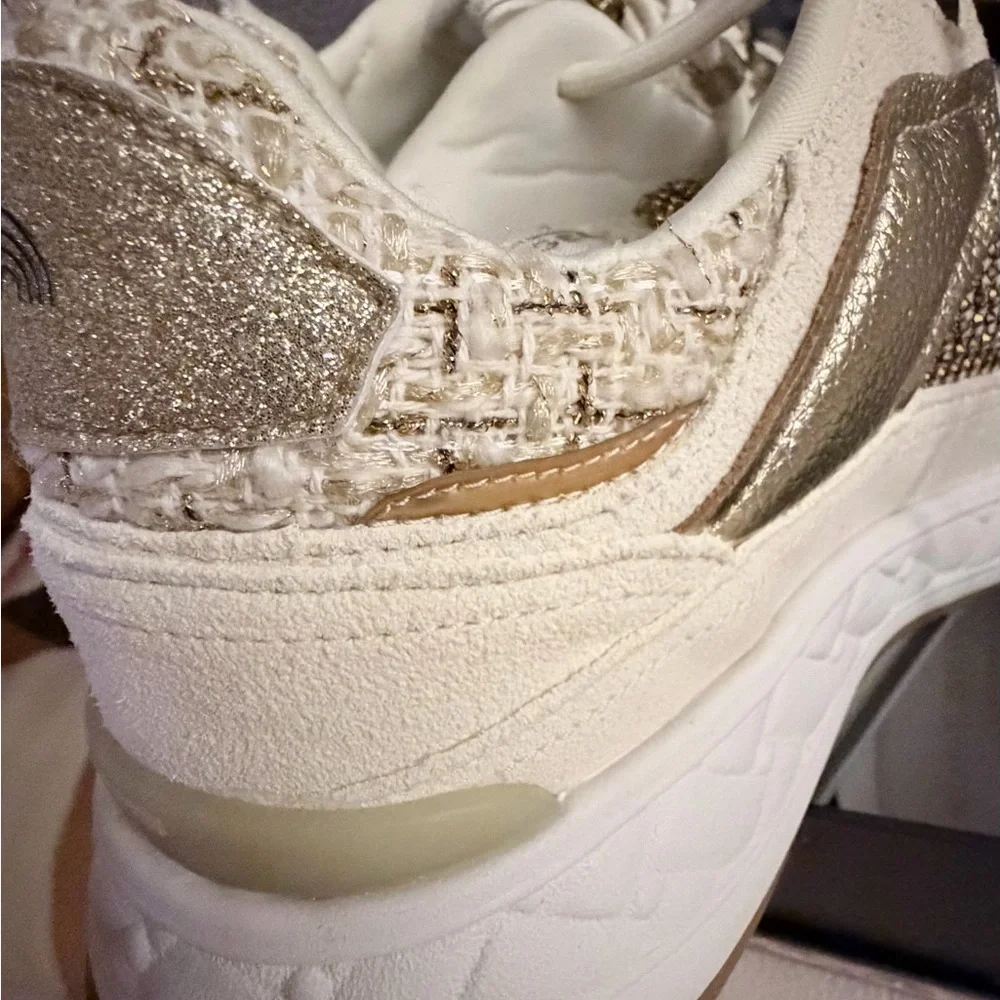Kurt Geiger White and Gold Sneakers - Picture 7 of 11